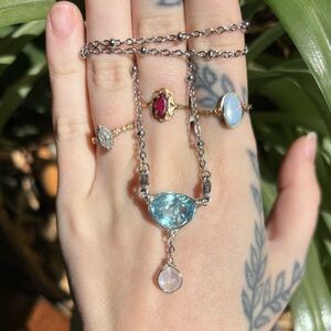 Topaz and moonstone double dangle interchangeable necklace